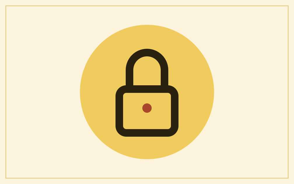 Candado sobre fondo mostaza, icono de copia de seguridad cifrada